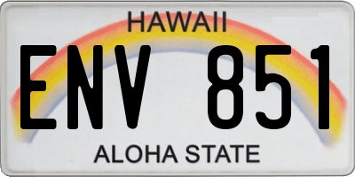 HI license plate ENV851