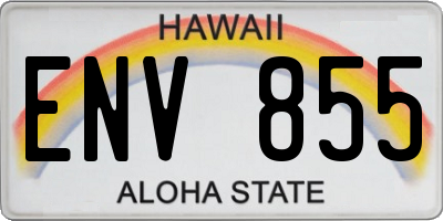 HI license plate ENV855