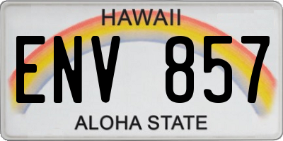 HI license plate ENV857