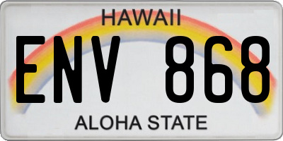 HI license plate ENV868