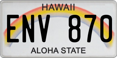 HI license plate ENV870