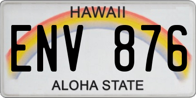 HI license plate ENV876