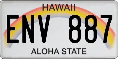 HI license plate ENV887
