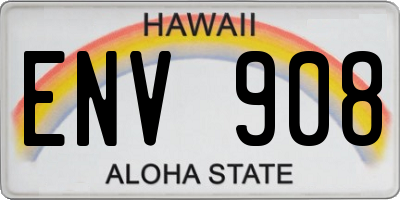 HI license plate ENV908