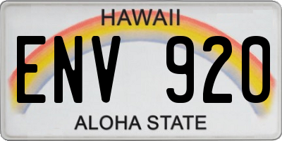 HI license plate ENV920