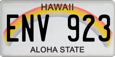 HI license plate ENV923