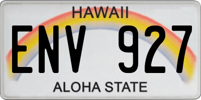 HI license plate ENV927