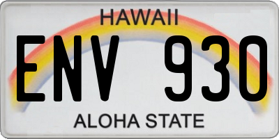 HI license plate ENV930