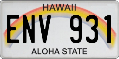 HI license plate ENV931