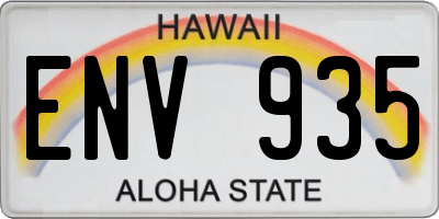 HI license plate ENV935