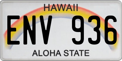 HI license plate ENV936