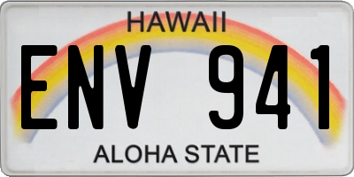 HI license plate ENV941