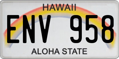 HI license plate ENV958