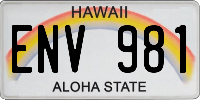 HI license plate ENV981