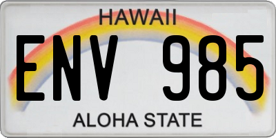 HI license plate ENV985