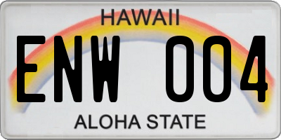 HI license plate ENW004