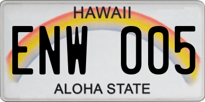 HI license plate ENW005