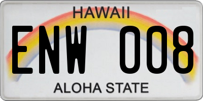 HI license plate ENW008