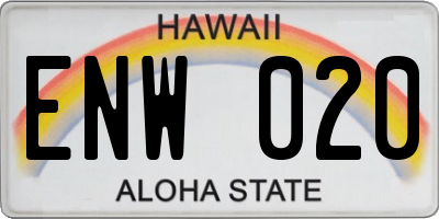 HI license plate ENW020