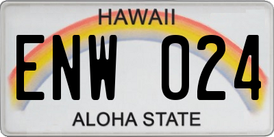 HI license plate ENW024