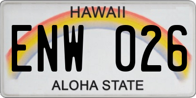 HI license plate ENW026