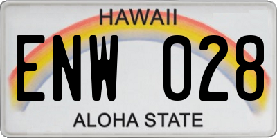 HI license plate ENW028