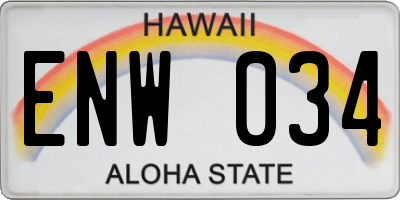 HI license plate ENW034