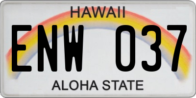 HI license plate ENW037