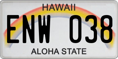 HI license plate ENW038