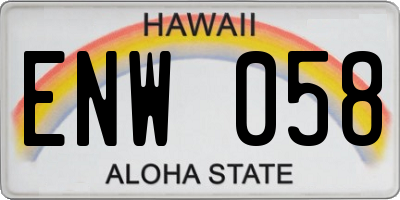 HI license plate ENW058