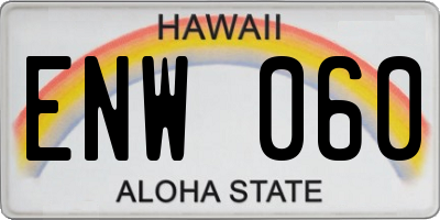 HI license plate ENW060