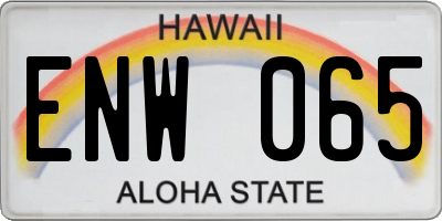 HI license plate ENW065