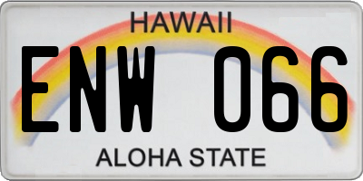 HI license plate ENW066