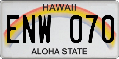 HI license plate ENW070