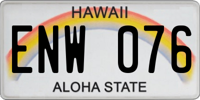 HI license plate ENW076