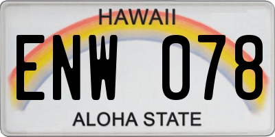 HI license plate ENW078