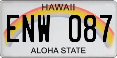 HI license plate ENW087
