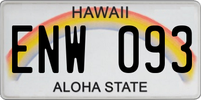 HI license plate ENW093