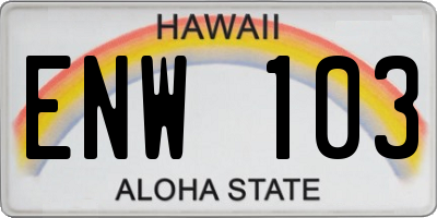 HI license plate ENW103