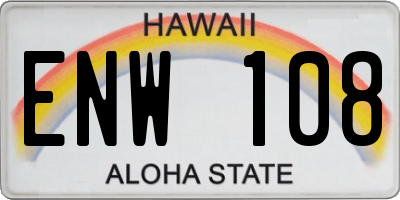 HI license plate ENW108