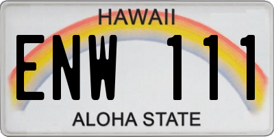 HI license plate ENW111