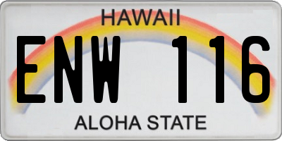HI license plate ENW116