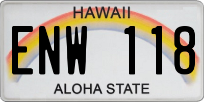 HI license plate ENW118