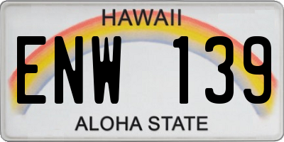 HI license plate ENW139