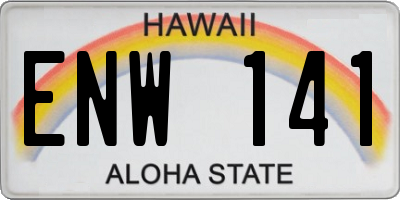 HI license plate ENW141