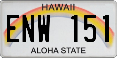 HI license plate ENW151