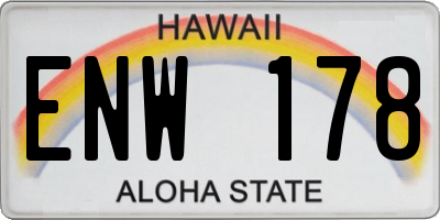 HI license plate ENW178