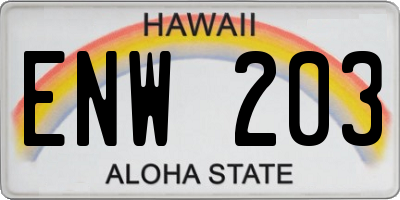 HI license plate ENW203
