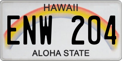 HI license plate ENW204