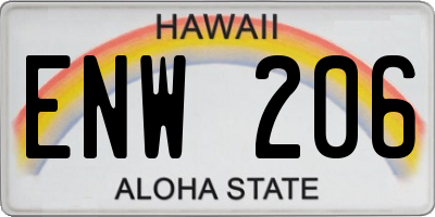 HI license plate ENW206